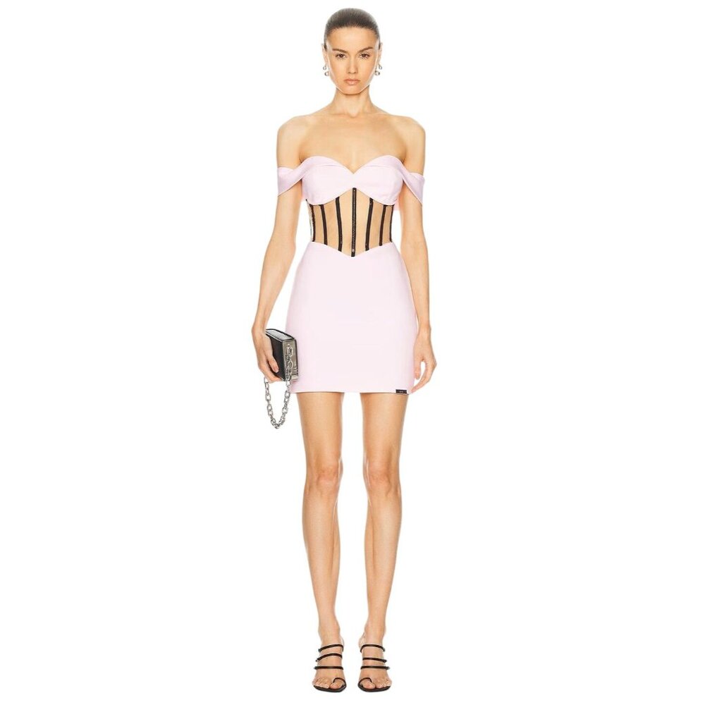 RTA For FWRD Evie Mini Dress in Festive Pink Medium New Womens Corset Party
